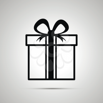 Gift simple black outline icon with shadow