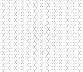 Gray hexagon grid on white, seamless pattern