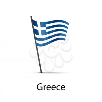 Greece flag on pole, infographic element isolated on white