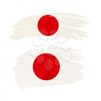 Grunge brush stroke with Japan national flag isolated on white