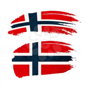 Grunge brush stroke with Norway national flag isolated on white