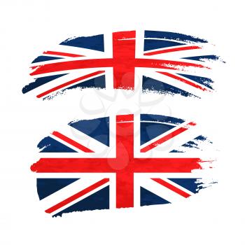 Grunge brush stroke with United Kingdom national flag isolated on white