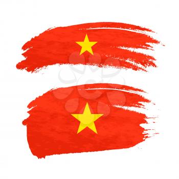 Grunge brush stroke with Vietnam national flag isolated on white