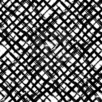 Hand drawn grunge net on white, seamless pattern