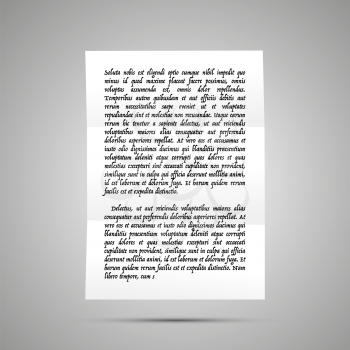 Handwrite letter on latin with no sense, A4 size document icon with shadow