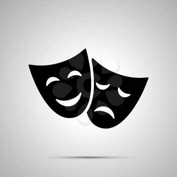 Happy and sad theater masks, simple black icon
