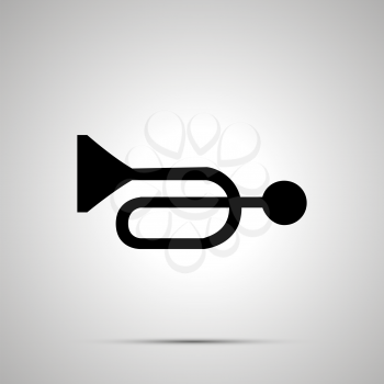 Horn silhouette, simple black sound icon with shadow
