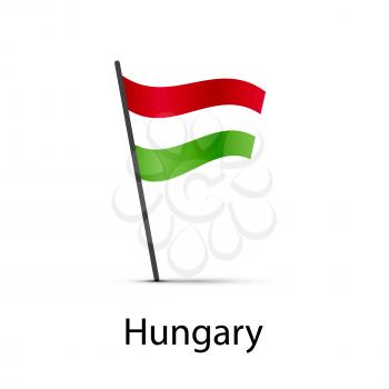 Hungary flag on pole, infographic element isolated on white