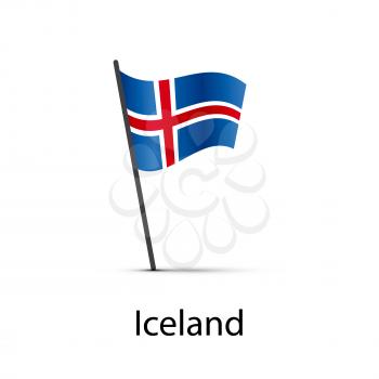 Iceland flag on pole, infographic element isolated on white