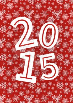 Vector 2015 Happy New Year background with snowflakes on red stock vector