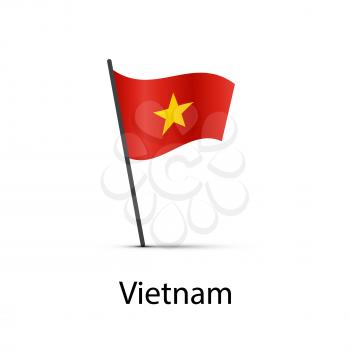 Vietnam flag on pole, infographic element isolated on white