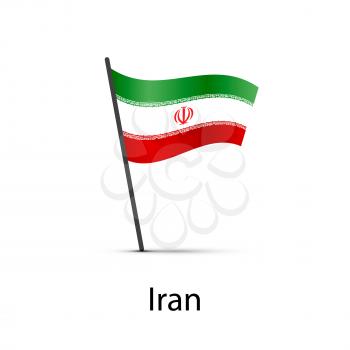 Iran flag on pole, infographic element isolated on white