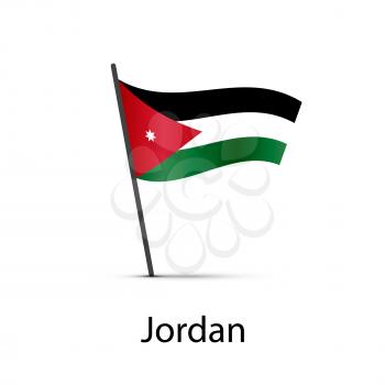 Jordan flag on pole, infographic element isolated on white