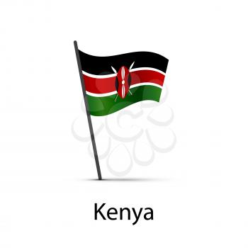 Kenya flag on pole, infographic element isolated on white