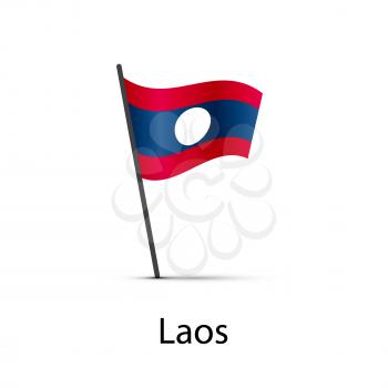 Laos flag on pole, infographic element isolated on white