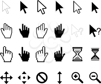 Large set of computer arrow cursors isolated on white