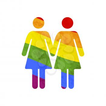 Lesbian gay couple icon, LGBT symbol isolated on white