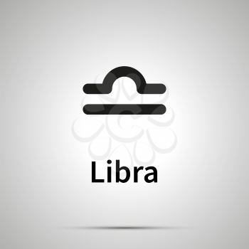 Libra astronomical sign, simple black icon with shadow on gray