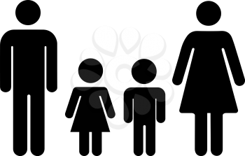 Man and woman with boy and girl symbols, family icon isolated on white