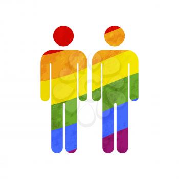 Man gay couple icon, LGBT symbol isolated on white