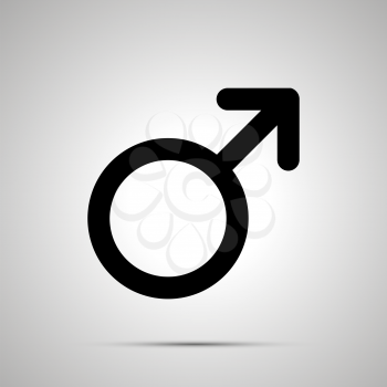 Men gender, simple black mars icon with shadow
