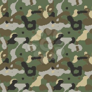 Pixelated camouflage seamless pattern to disguise in forest