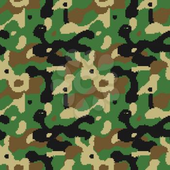 Pixelated camouflage seamless pattern to disguise in jungle