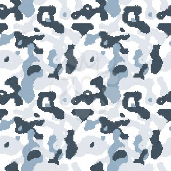 Pixelated camouflage seamless pattern to disguise in snow