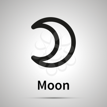 Moon astronomical sign, simple black icon with shadow