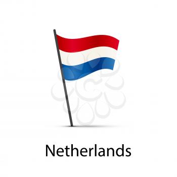 Netherlands flag on pole, infographic element isolated on white