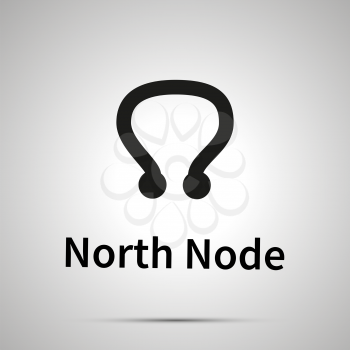 North Node astronomical sign, simple black icon with shadow