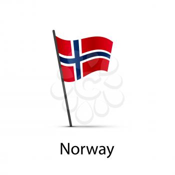 Norway flag on pole, infographic element isolated on white