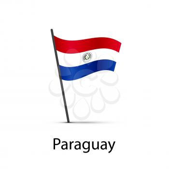 Paraguay flag on pole, infographic element isolated on white