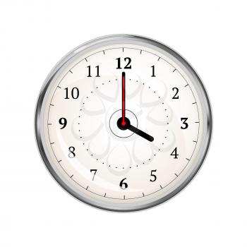 Realistic clock face showing 04-00 isolated on white