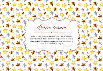 Retro card background with many stars and text template, a4 size horizontal illustration