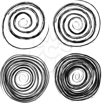 Set of different hand drawn swirls isolated on white