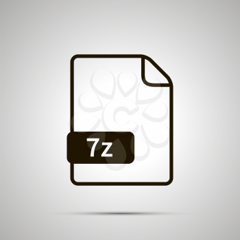 Simple black file icon with 7Z extension on gray