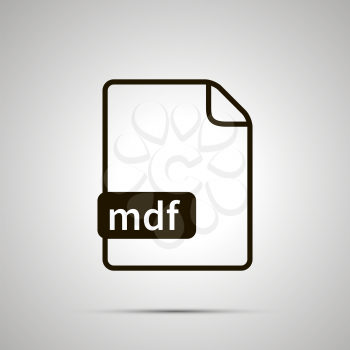 Simple black file icon with mdf extension on gray