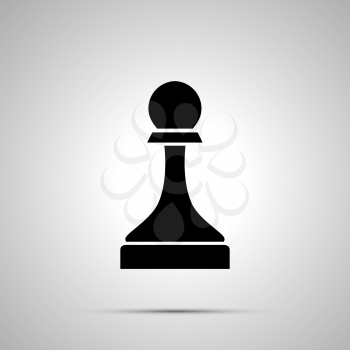 Simple black chess pawn icon with with shadow on gray