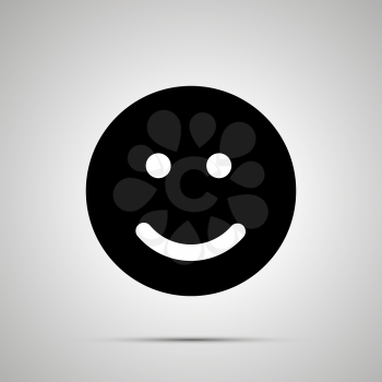 Smile silhouette, simple black happy face icon with shadow