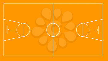 Sport field with white marking for basketball