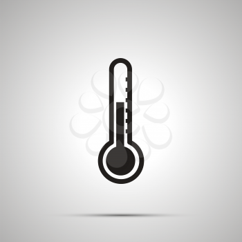 Modern thermometer simple black icon with shadow