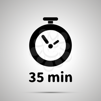 Thirty five minutes timer simple black icon with shadow