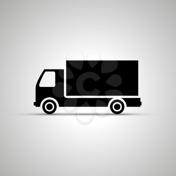 Truck silhouette, simple black phone icon with shadow