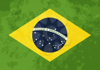 True proportions Brazil flag with grunge texture