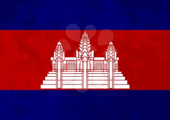 True proportions Cambodia flag with grunge texture
