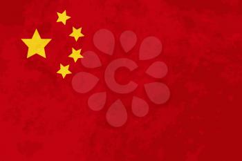 True proportions China flag with grunge texture
