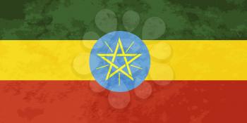 True proportions Ethiopia flag with grunge texture