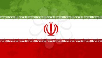 True proportions Iran flag with grunge texture