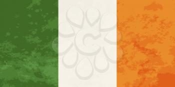 True proportions Ireland flag with grunge texture